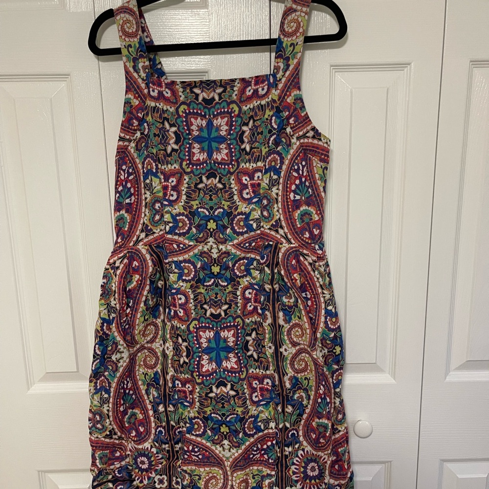 Linda End Linen Multicolor Paisley Print Sleeveless Women's Dress
